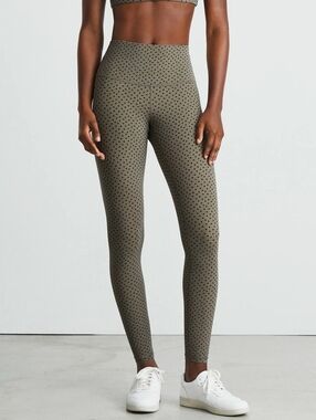 Everlane Polka Dot Perform Leggings Taupe Grey XL